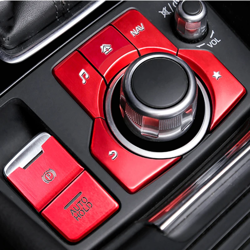 

Car Styling HandBrake Parking Brake AUTO HOLD & Multimedia Button Cover Frame Trim Sticker For Mazda 3 Axela CX-4 CX-5 LHD