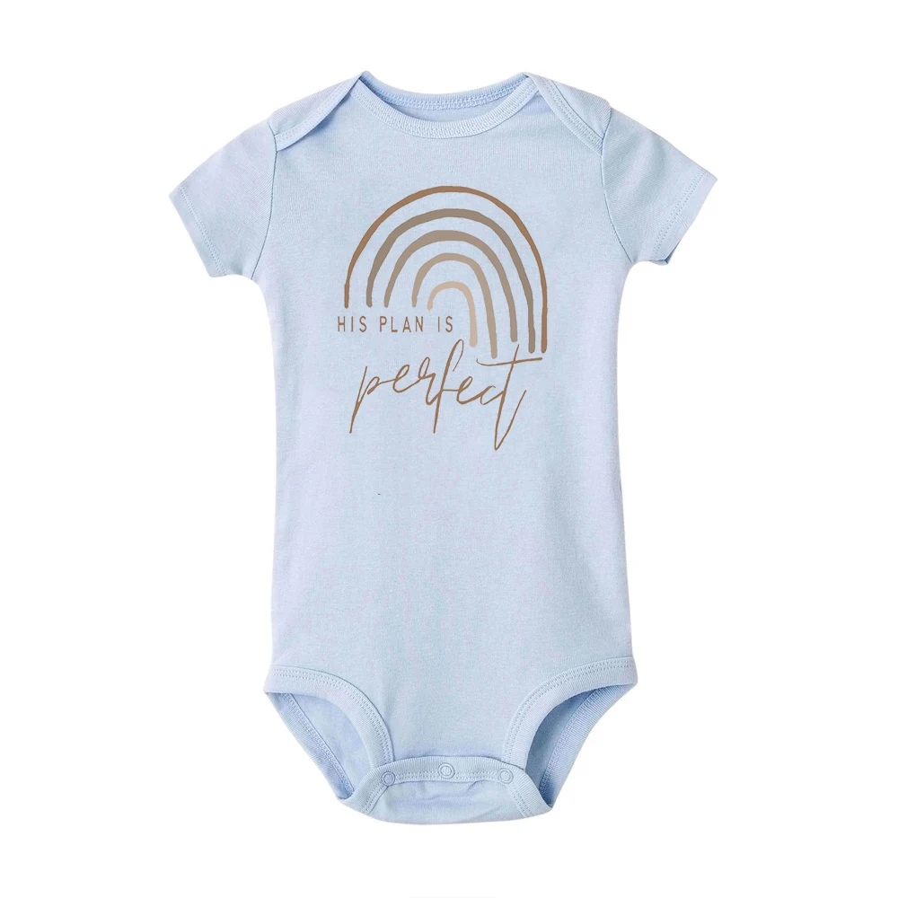 Jego roślina jest idealna nowonarodzone dziecko chłopcy dziewczęta ubrania Rainbow Unisex body dziecięce lato z krótkim rękawem moda prezenty