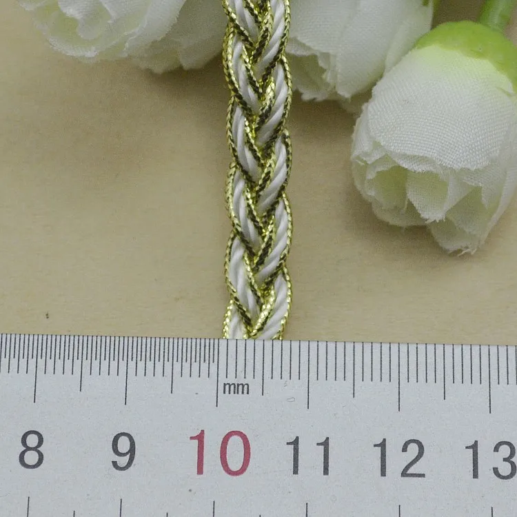 5m Gold Silver Lace Trim Cotton Fabric 7mm Wide Centipede Braided Lace Ribbon DIY Garment Sewing Accessories Wedding Home Crafts