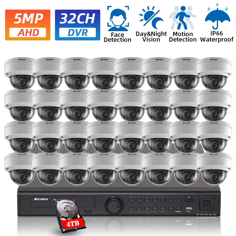 

HD 32Channels 5MP AHD DVR Kit 5MP Video Surveillance Security Outdoor Indoor Waterproof CCTV Camera System 32CH Face DVR System