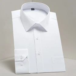 Men's Classic Long Sleeve Standard-fit Dress Shirts Formal Business Social Simple Basic Design White Work Office Casual Shirt