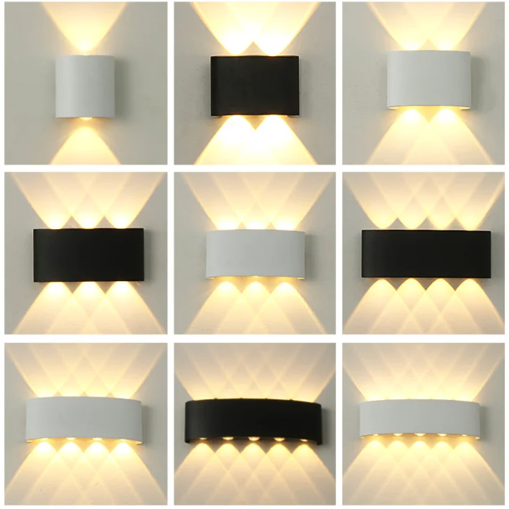 Lámpara LED de pared IP65 para exteriores, iluminación de jardín impermeable, AC86-265 de aluminio para interiores, dormitorio, sala de estar,