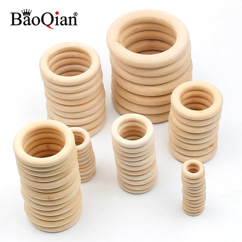 14 Size Natural Wood Circle DIY Crafts For Jewelry Making Teething Wooden Ring Kids Toy Ornaments Accessories