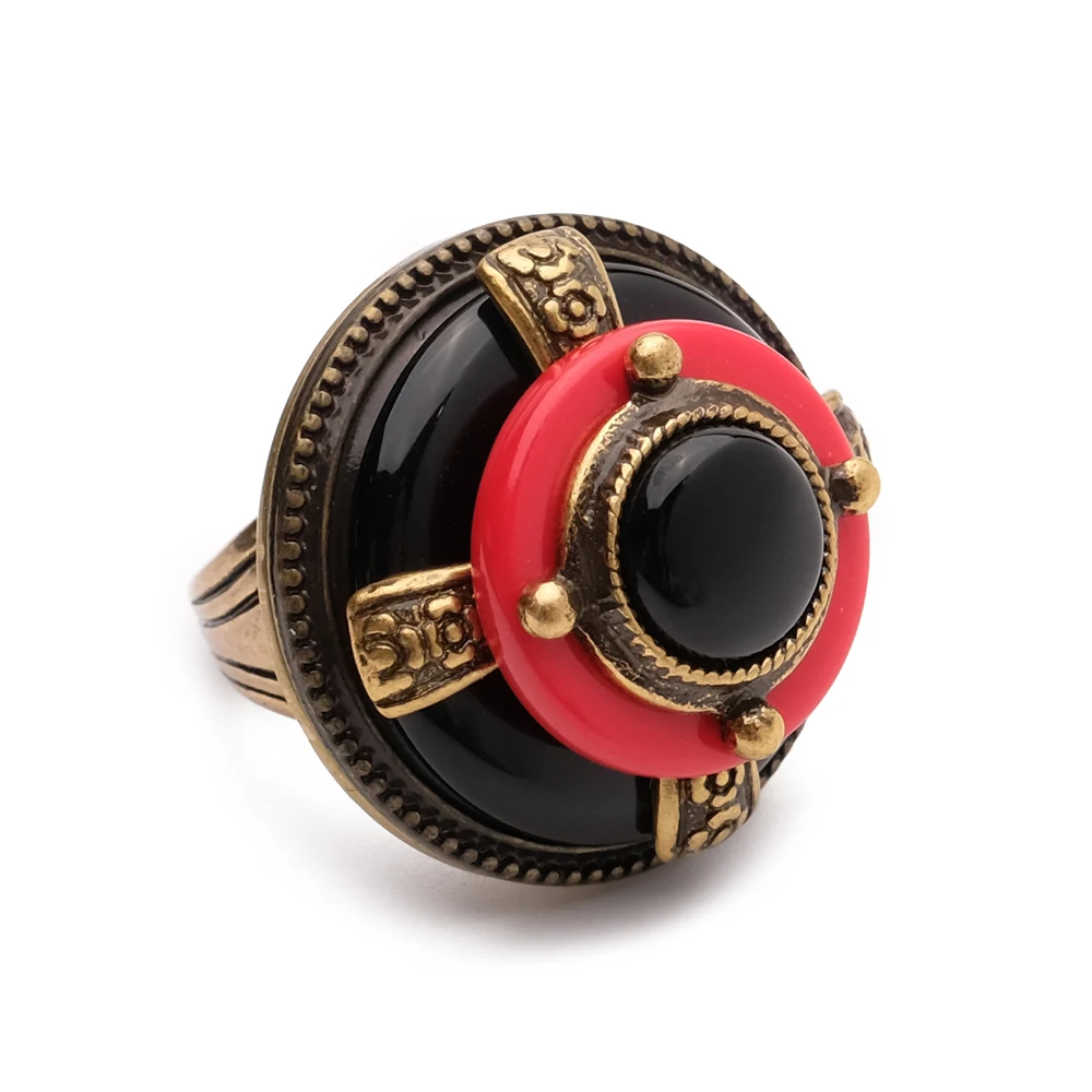 Amorita Boutique Black Natural Agate Red New Design vintage Ring