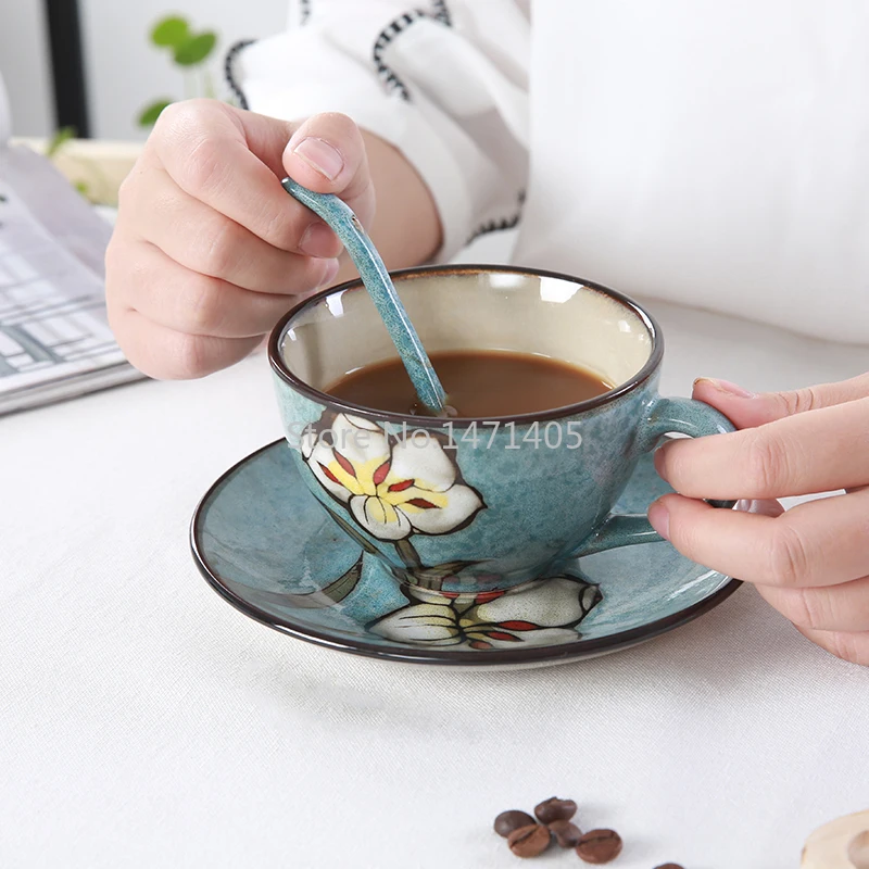 Korean Hand-painted Ceramic Coffee Cup Set European Simple Retro Export Water Cup