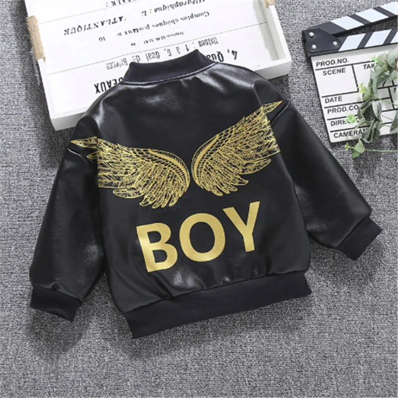 Spring Autumn Boys PU Outerwear Children Fashion Coat Clothing For Baby 1 To 6 Years Kids Casual Jacket Toddler Outfits Tops