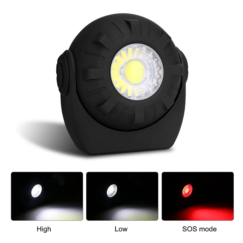 Faro da lavoro a LED portatile, torcia magnetica, 3 modalità, lampada da lavoro tascabile ricaricabile COB per riparazione auto, emergenza, escursionismo