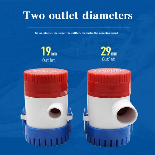 Imagen 2 del producto Bomba de sentina sumergible, 12v, 24V, 1100GPH, 750GPH, 500GPH, Mini bomba de agua eléctrica utilizada en barco, hidroavi, casas de Motor, barco doméstico
