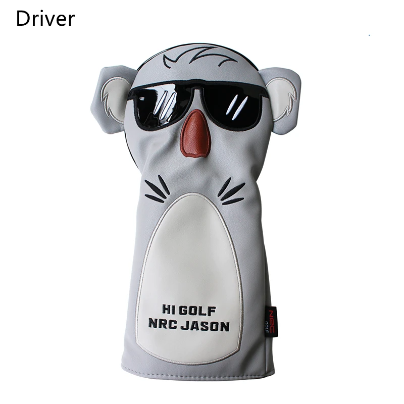 Golf Headcover Koala Stlye Golf Head Cover for Driver Fairway Hybrid Putter PU Leather Protector