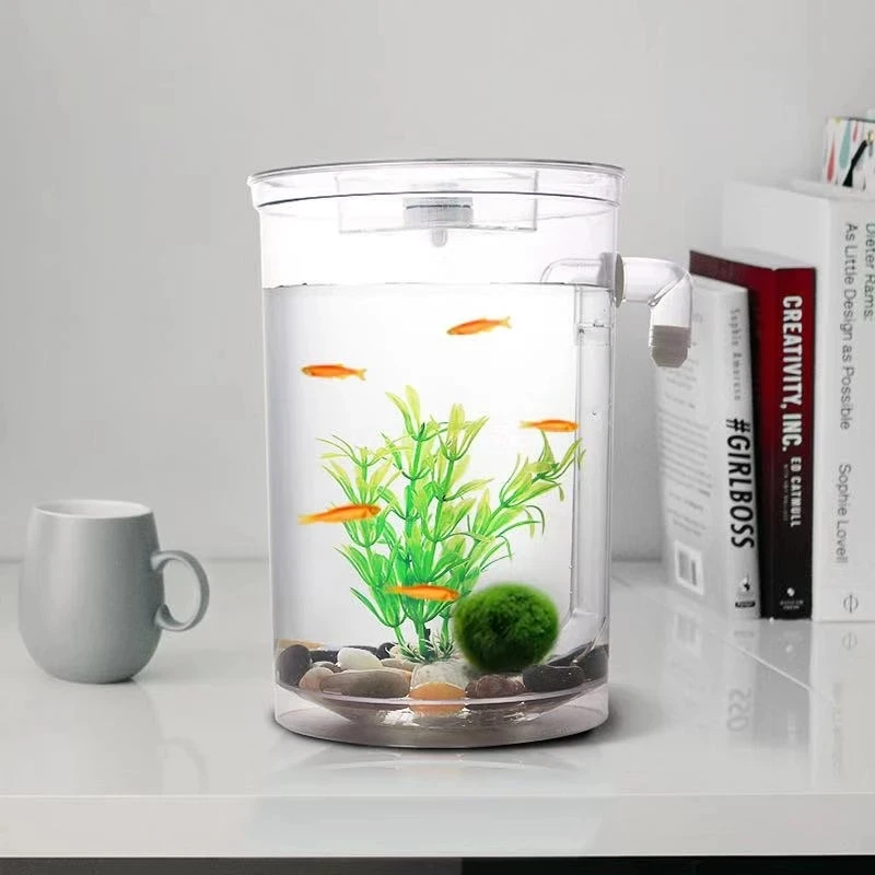 Lazy Free Water Change Desktop Fish Tank Mini Creative Gold Fish Tank Small Plastic Betta Fish Box Aquarium Accessories