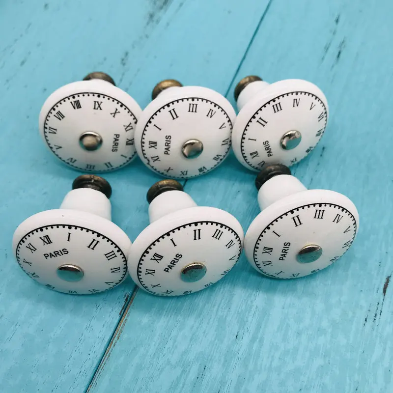 8x Euro-Style Pairs Clock Design Knobs Vintage Drawer Dresser Kids Handles Cupboard Pulls knobs Kitchen Cabinet Knobs Hardware