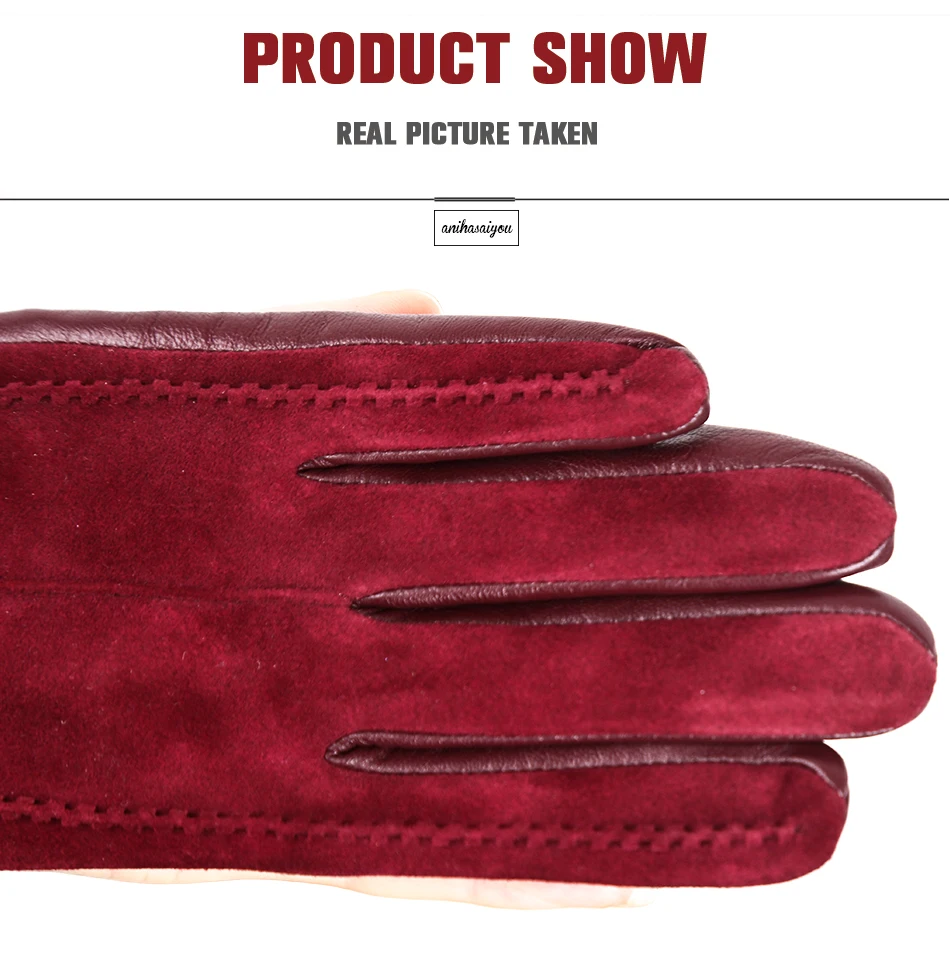 Good Quality Touch Gloves Color Winter Women's Leather Gloves Genuine Suede 50% Genuine Leather 50% Women's Gloves -2007