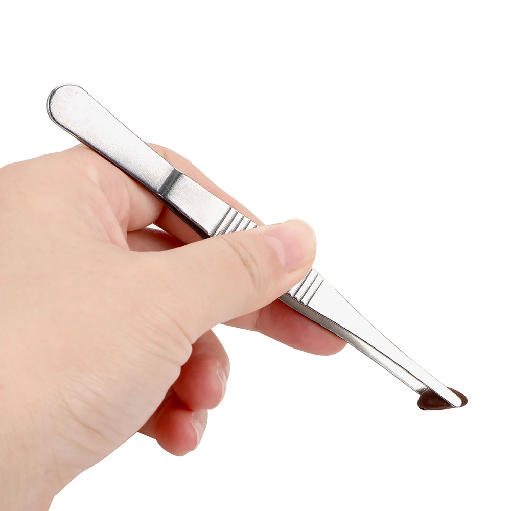 Stainless Steel Toothed Tweezer Long Barbecue Food Tong Straight Tweezer Home Medical Garden Kitchen BBQ Tool