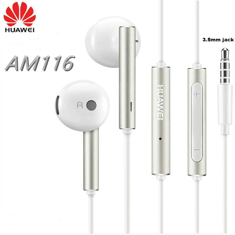 Huawei Honor AM116 Earphone In-Ear Earbud Wire Control Earphone is suitable for huaweiP8 P9 Lite P10 Plus Honor 5X 6X Mate 7 8