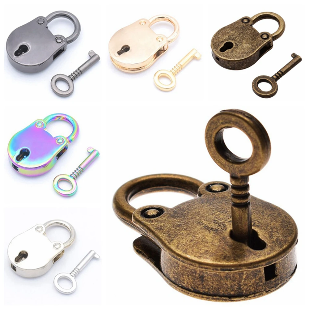 Vintage Antique Style Mini Bear Head Archaize Padlocks Key Lock with Keys Travel Diary Book Jewelry Box Suitcase Luggage