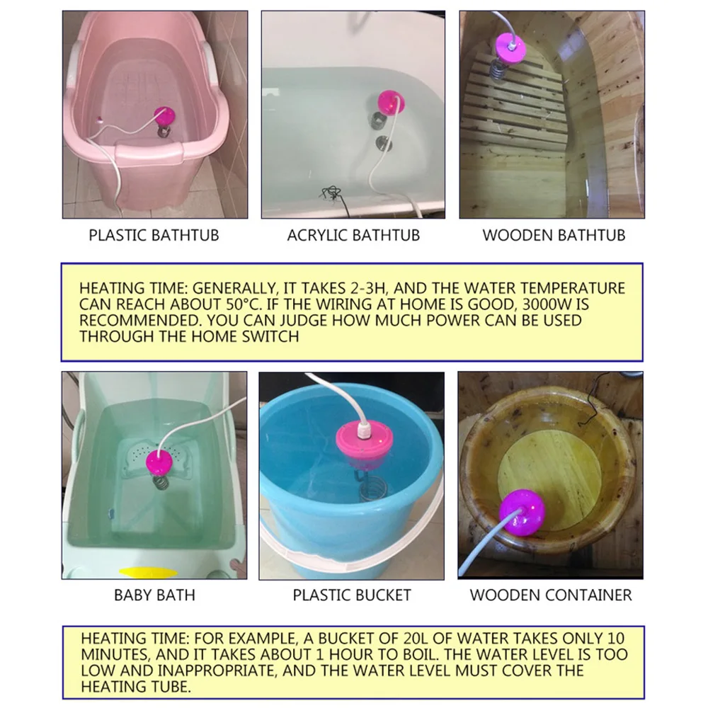 Scaldabagno ad alta potenza caldaia ad acqua bollente in acciaio inossidabile sospeso riscaldare rapidamente per vasca da bagno a botte da campeggio