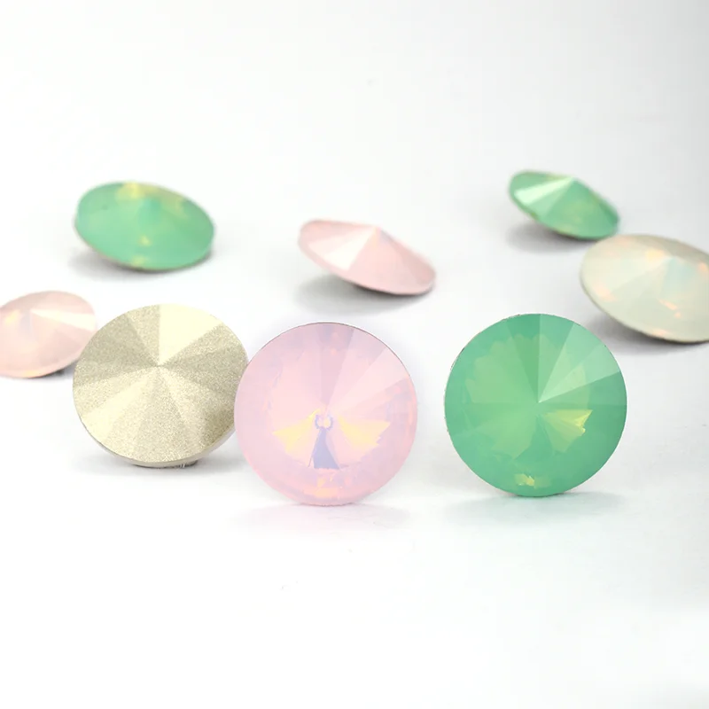 10/12/14mm Rivoli Round Opal Rhinetone Handmade Crafts Jewelry Accessories Diy Crafts Pointback Crystal Pacific Rose Water Opal