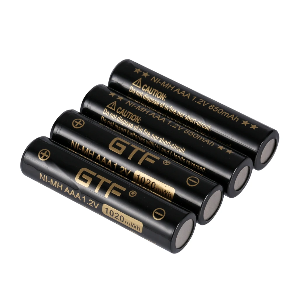 GTF 1.2V 850mAh AAA NI-MH bateria 1020mWh 100% pojemność akumulator do latarka kamery zabawka 1.2V NI-MH baterie