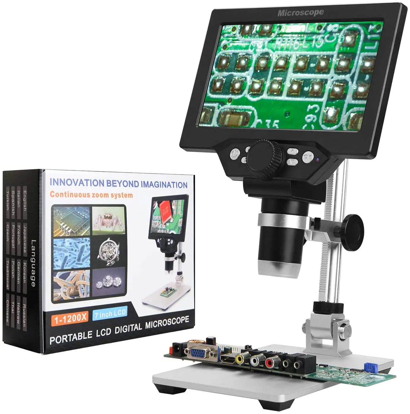 

G1200 12MP 1-1200X Digital Microscope for Soldering Electronic 500X 1000X Microscopes Continuous Amplification Magnifier Tool