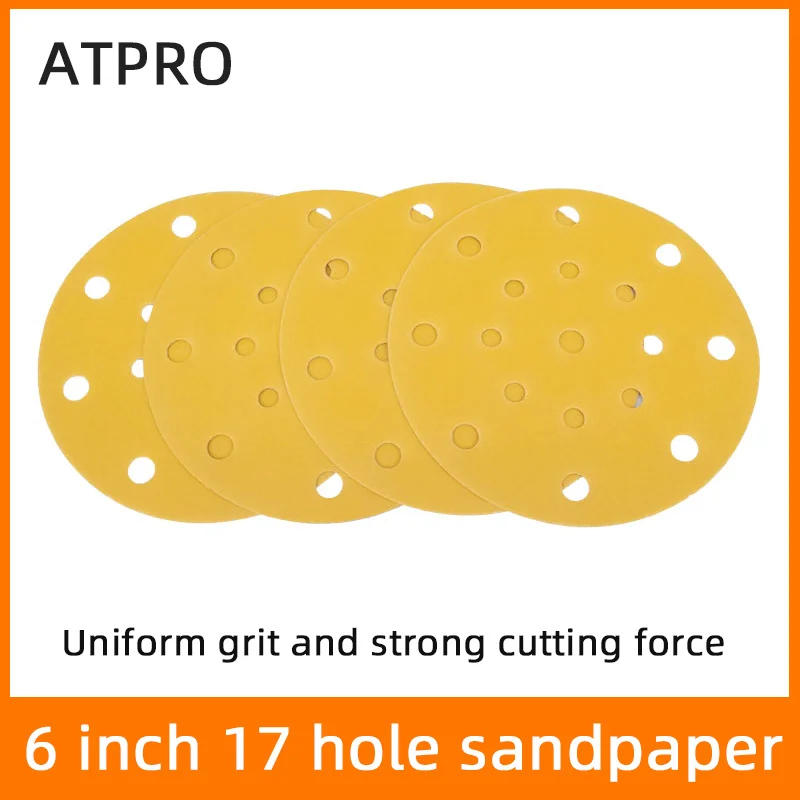 6 Inch 17 Hole Dry Sanding Sandpaper Round Flocking Sandpaper 150mm Suitable For FESTOOL Sanding Machine Polishing Sandpaper