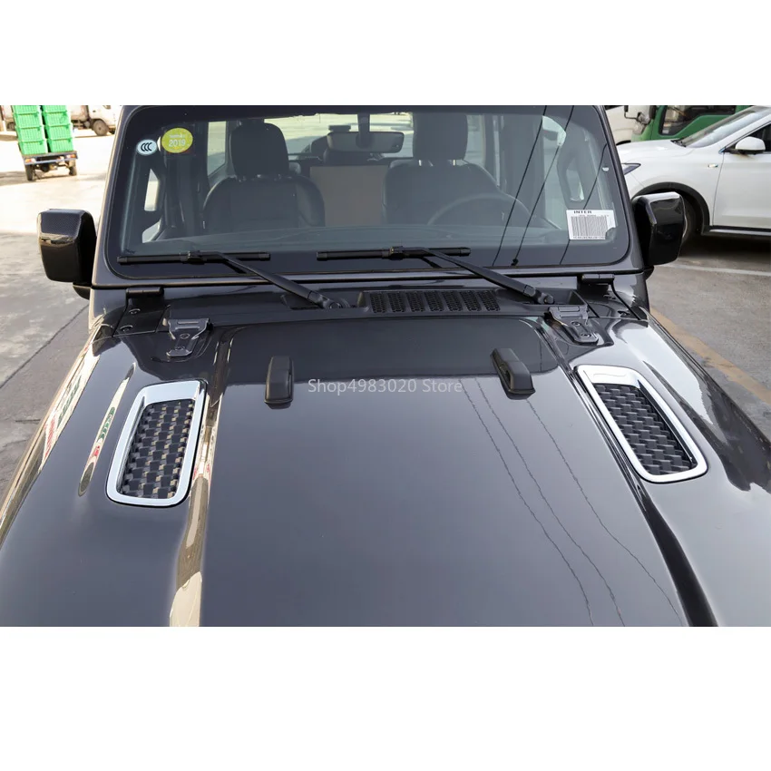 Хромированный АБС-пластик для Jeep Wrangler2018, передняя крышка капота автомобиля, рамка вентиляционного отверстия, наклейки, отделка, аксессуары для автомобиля Хромированный АБС-пластик для Jeep Wrangler2018, передняя крышка капота автомобиля, рамка вентиляционного отверстия, наклейки, отделка, аксессуары для автомобиля