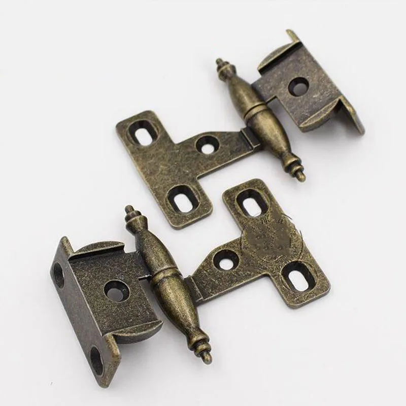 2pc Antique cabinet hinge Green bronze Folding Crown Head detachable hinges for furniture Wardrobe Cupboard door repair hardware