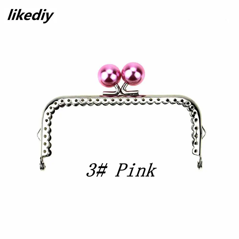 1 Piece 10.5 CM Candy Pearl Head Square Silver Metal Purse Frame Kiss Clasp Lace DIY Bag Accessories