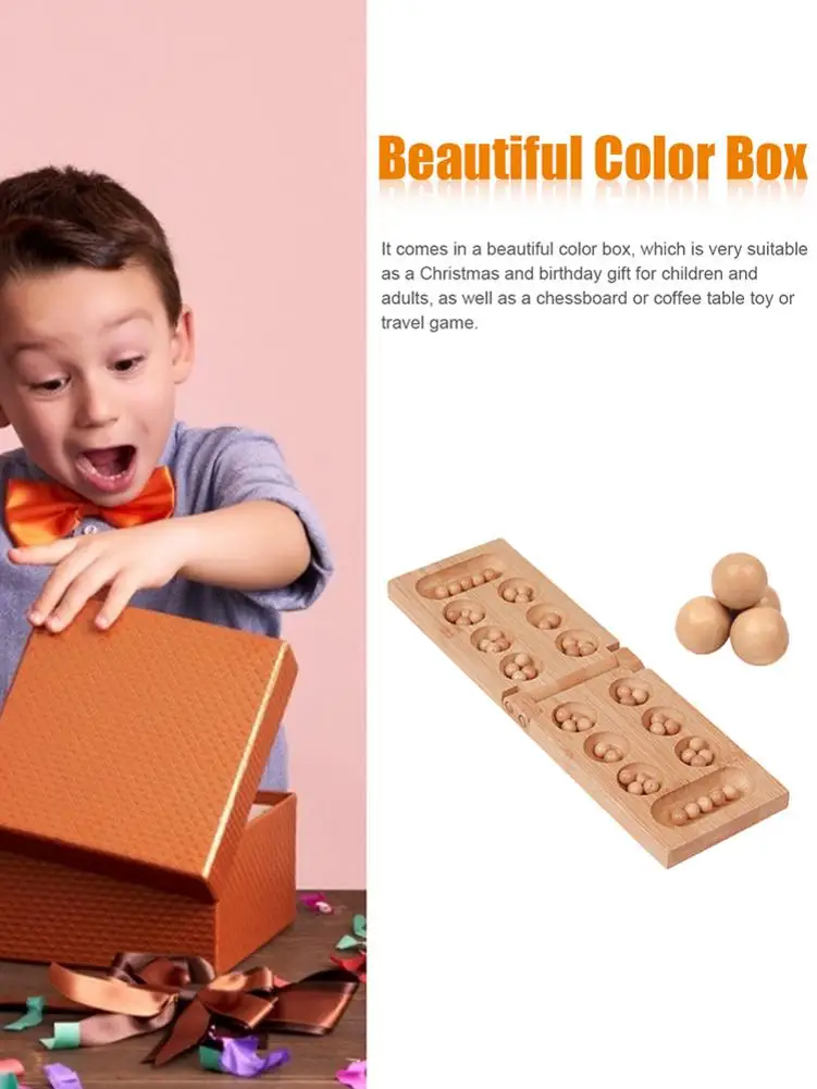 Wooden Mancala Board Game With Beads Adults Kids Puzzle Game Oldest Strategy Games Thinking Puzzle Game For Children