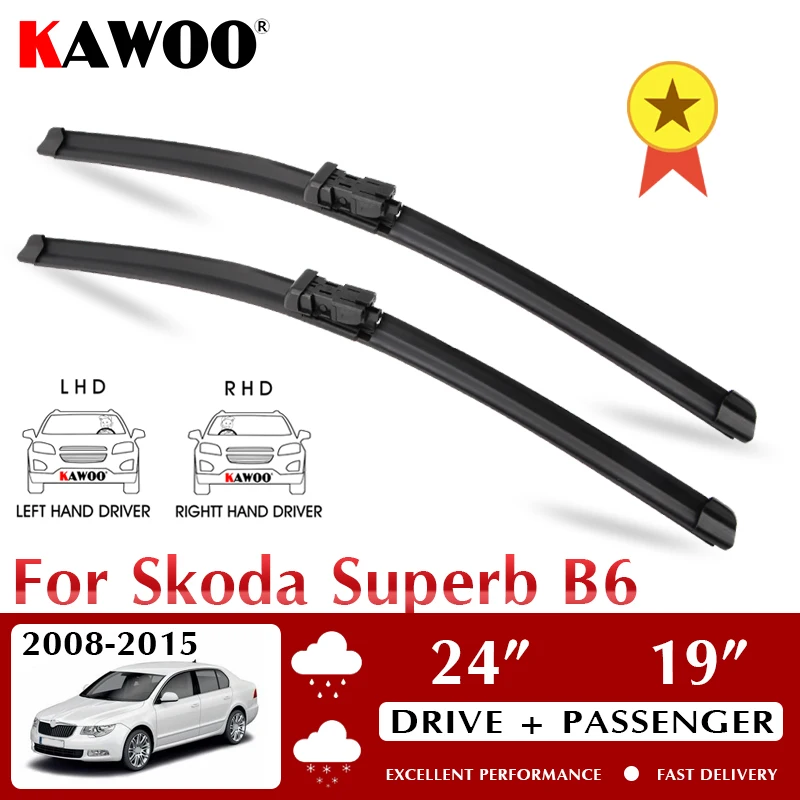 

KAWOO Wiper Car Wiper Blades For Skoda Superb B6 2005-2015 Windshield Windscreen Front Window Accessories 24"+19" LHD RHD