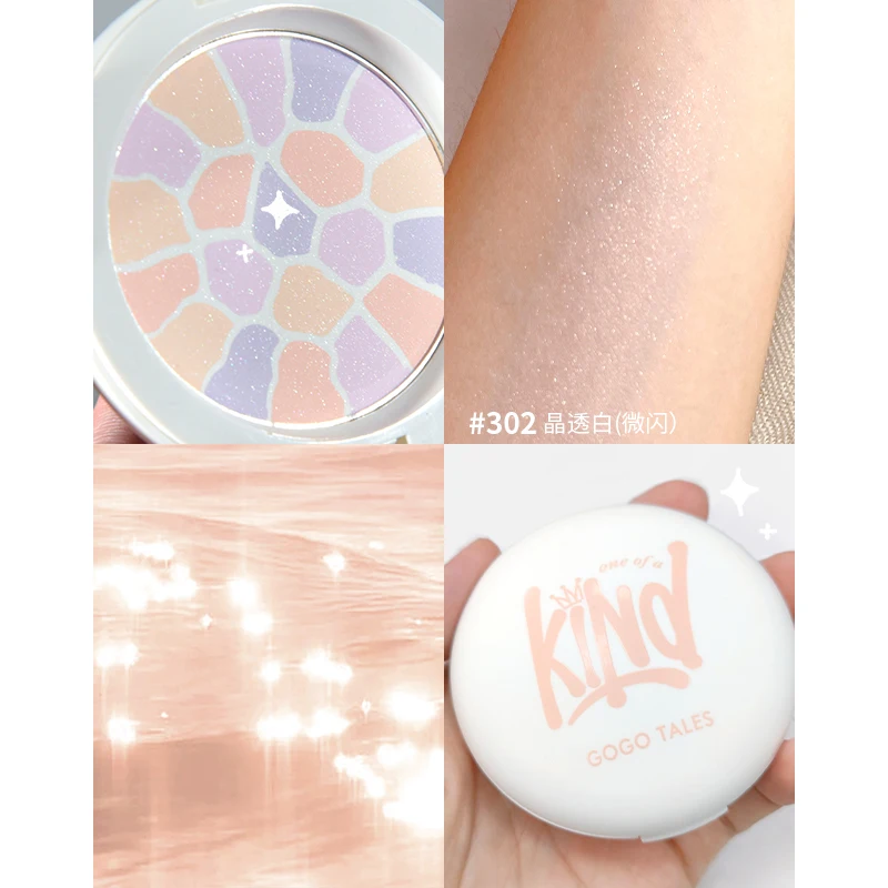 Colorful Petals Pressed Powder Matte Finish Oil-control Brighten Soft Makeup Powder Contour Shimmer Body Base Face Glow Cosmetic