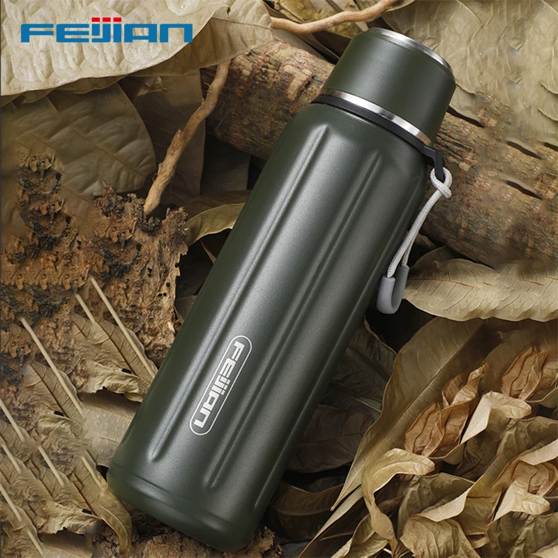 FEIJIAN Vacuum Flasks,Thermos Bottle Stainless Steel,Double-Wall Classic Dinkware,Portable Water Bottle,600ML,Keep Cold And Hot