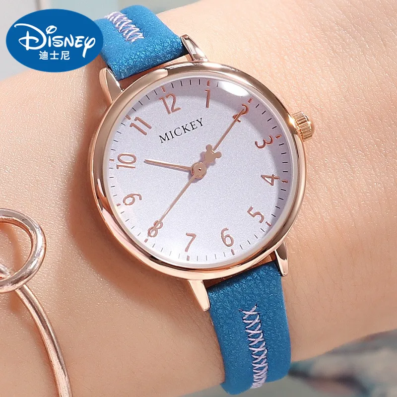 

Оригинальные женские кварцевые наручные часы Disney Micky Mouse, повседневные наручные часы с маленьким циферблатом из сплава, Симпатичные аналоговые часы для молодых девушек и женщин
