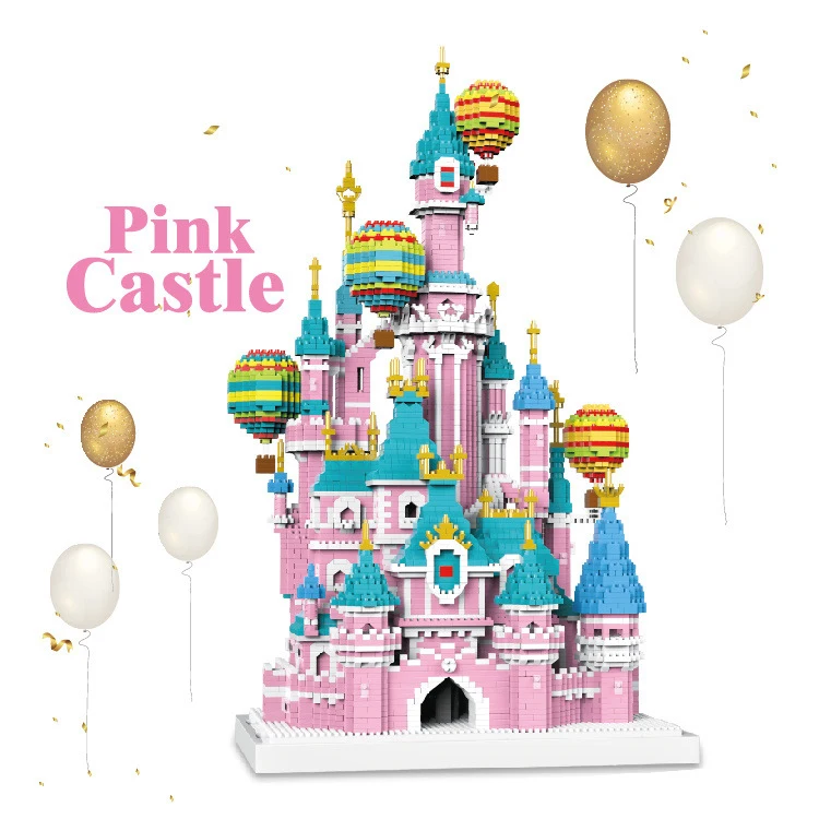 

Creative Fairy Tale Pink Castle Building Brick Micro Diamond Block World Famous City Fairyland Nanobrick Toy For Girls Gifts