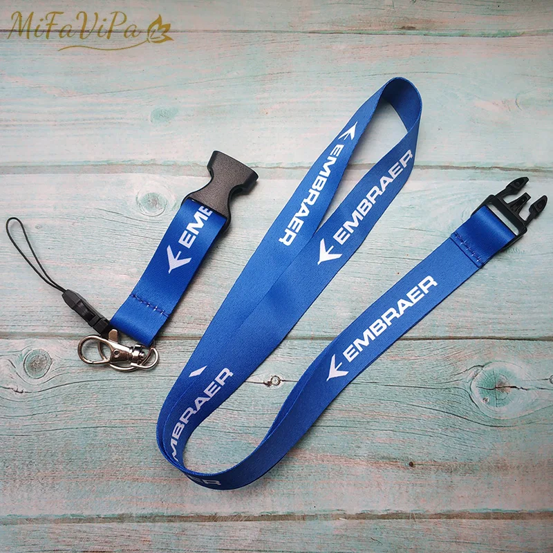 1 PC MiFaViPa Blue Embraer Neck Strap Chaveiro Key Chain Flight Crew Llavero Lanyard Keychain for ID Card Holder Fashion Trinket