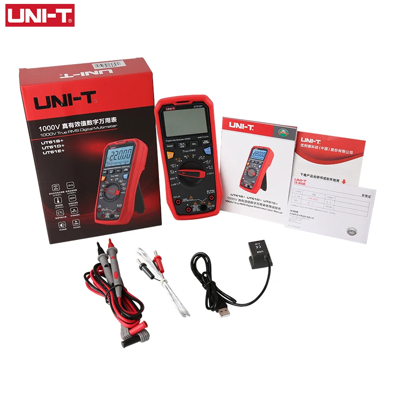 UNI-T UT61D+  Digital Multimeter Professional Tester Unit True RMS Auto Range DC AC 1000V Peak Hold Capacitance Test 60mF Meter