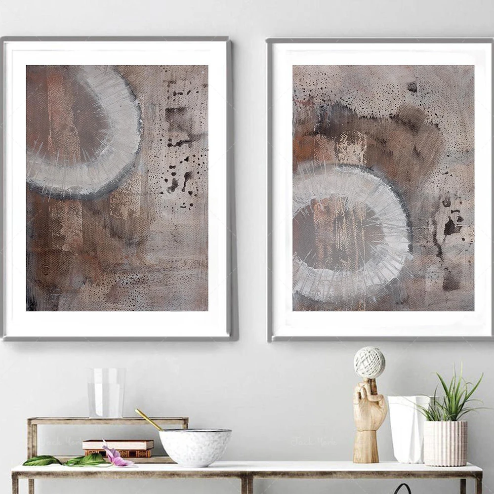 

Painting contemporary art, rustic home decor, wall art abstract, neutral set of 2, beige and brown diptych