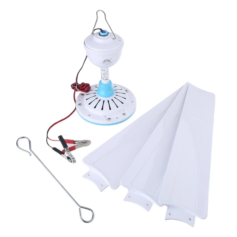 Ventilador de techo silencioso, 12V, 27,5 ", 35,4", 41,3 ", 47,2", con Cable de 2,35 m, para tienda de campaña, casa al aire libre, sin interruptor