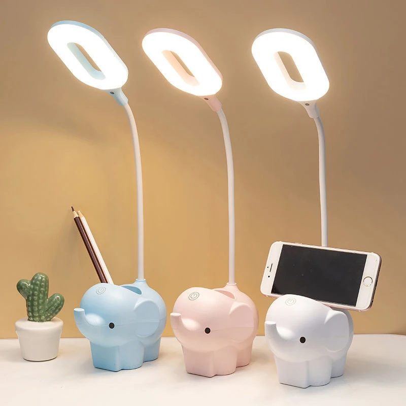 LED Table Lamp with Pen Holder Simple Ring Night Light to Study/Work/Reading Lighting Fixtures Home Decor Adjustable Desk Lights