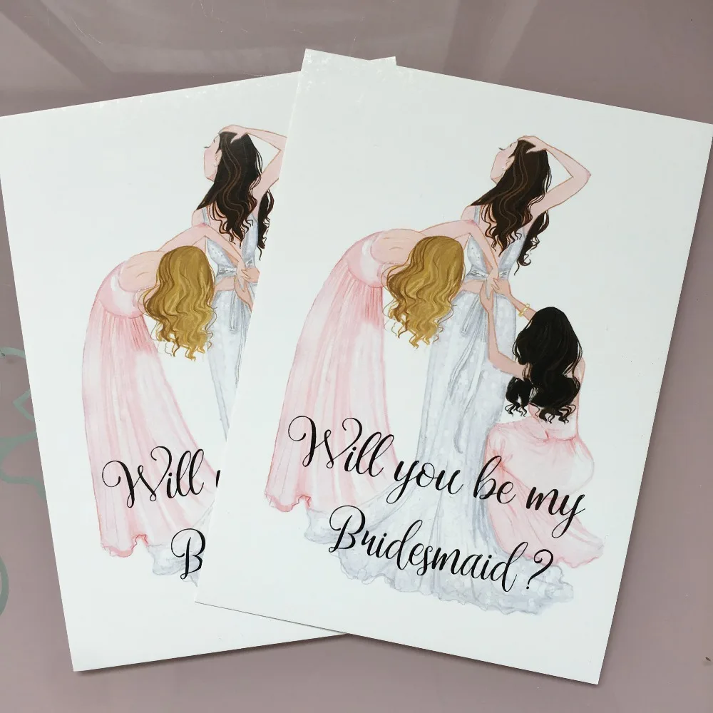 

5pcs Unique Wedding Bachelotette Hen Party Marriage Invitation Maid Of Honor Bridesmaid Invite Cards For Team Bride