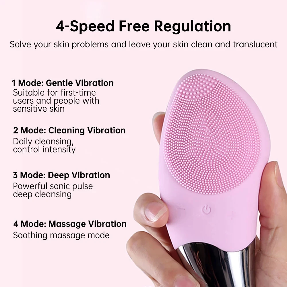 Mini brosse électrique de nettoyage du visage, nettoyeur sonique en silicone, livres de pores profonds, appareil de brosse de livres de peau de visage, recharge USB