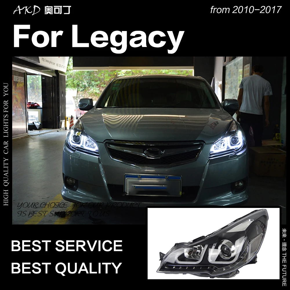 AKD Car Styling Head Lamp for Legacy Headlights 2010-2016 Legacy LED Headlight Angel Eye DRL Hid Bi Xenon Auto Accessories