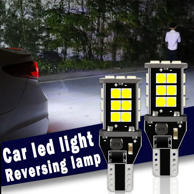 2 szt. Żarówek LED o wysokiej jasności W16W T15 24SMD błąd Canbus darmowa światło cofania 921 912 3030 światło cofania parkingowy biały DC12V