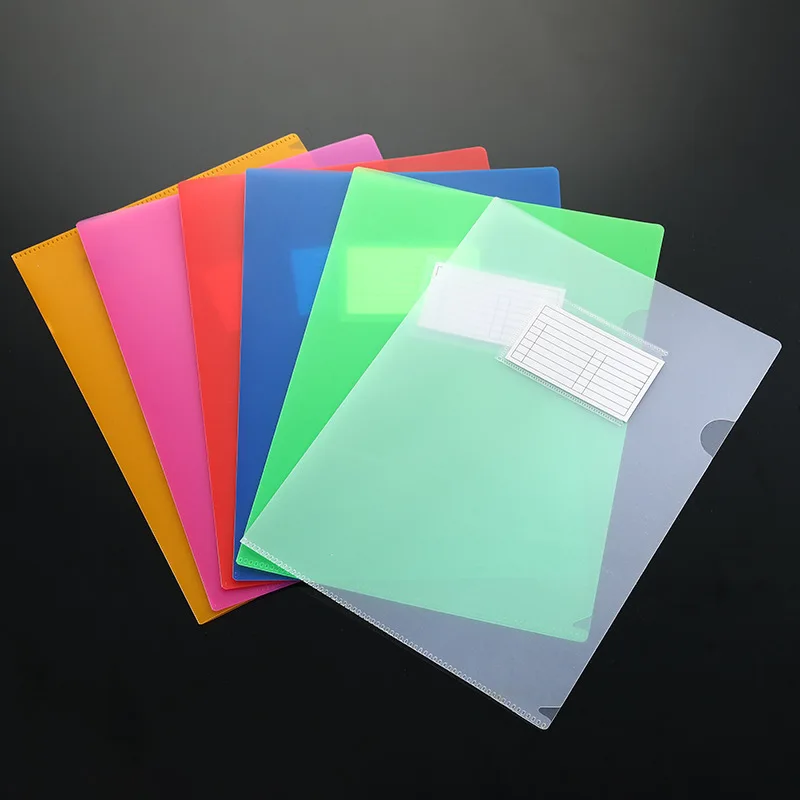 

5pcs/Set A4 Size Plastic L-Shaped Frosted Transparent Single Page Document File Folder Clear PP Folders for Sheet Paper Pages