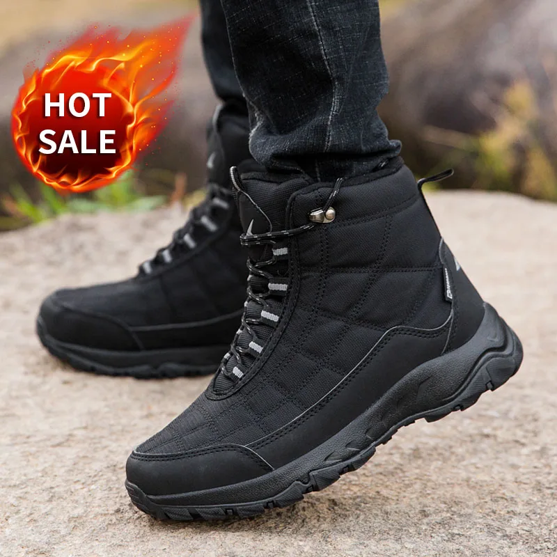 

Men Boots Winter Snow Boots for Men Thick Plush Waterproof Non-slip 2019 Winter Men's Shoes Outdoor Desert Boots Durable Outsole