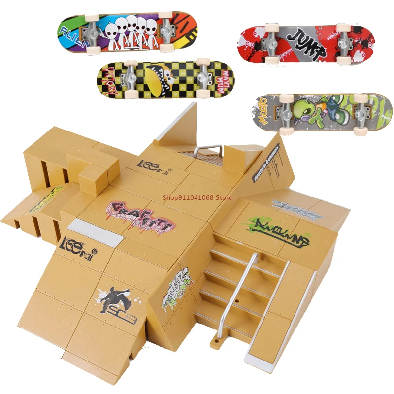 Finger Skateboards Skate Park Rampe Parts for Module, Practice Deck, Gift Set for Children, Fingerboard Toys