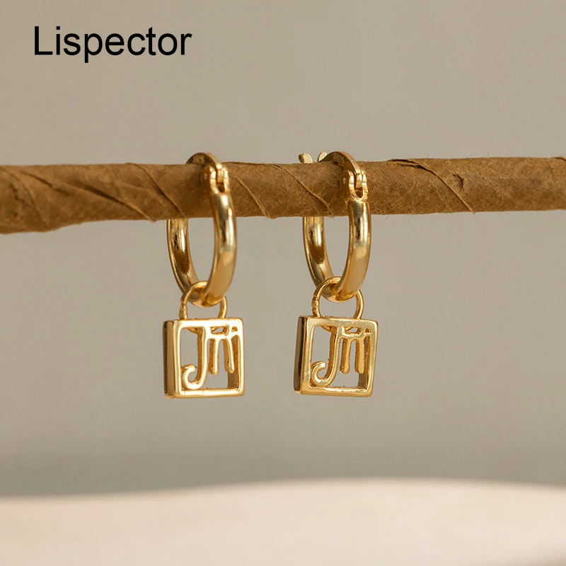 

Lispector 925 Sterling Silver Korean Square Hollow Letter M Hoop Earrings for Women Small Earrings Commute Female Jewelry Gifts