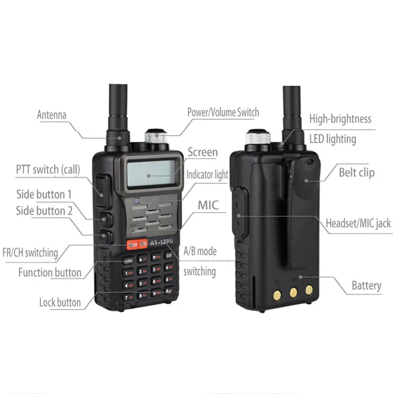 1pz Dual Band VOX Walkie Talkie 50Km Portable Kuat Dua Cara Radio FM 256 Saluran Outdoor Senter CB Walkie -Talkie Scanner