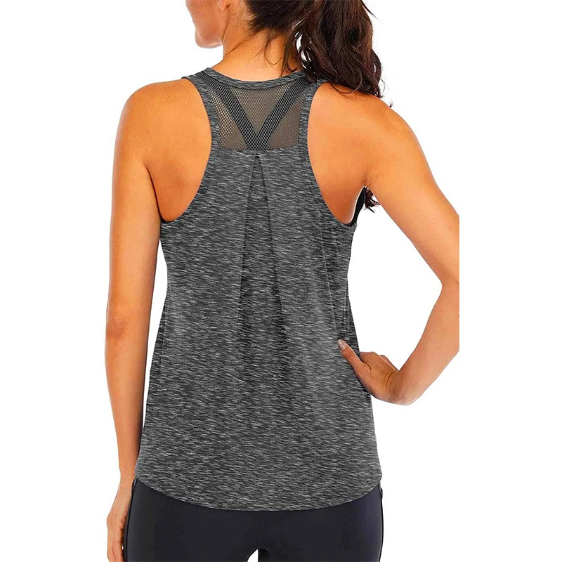 New Female Sport Top Women Workout Tops Mesh Racerback Tank Yoga Shirts Gym Clothes Sport Sleeveless Vest Singlet Training