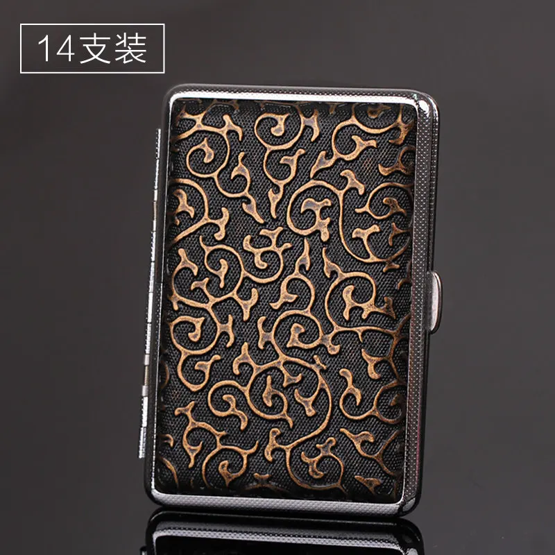 14 Cigarette Retro Delicate Pattern Men Leather Cigarette Case Waterproof Cigarette Box Slim Portable Storage Container Gift