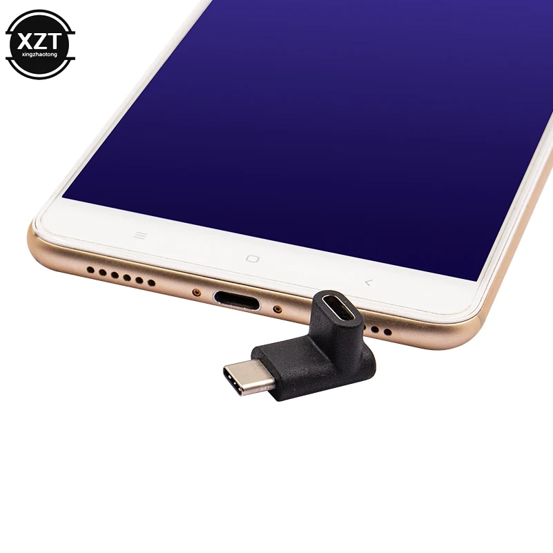 Novel-USB 90 graus ângulo direito tipo C macho para fêmea USB-C conversor, conector adaptador para Samsung telefone inteligente